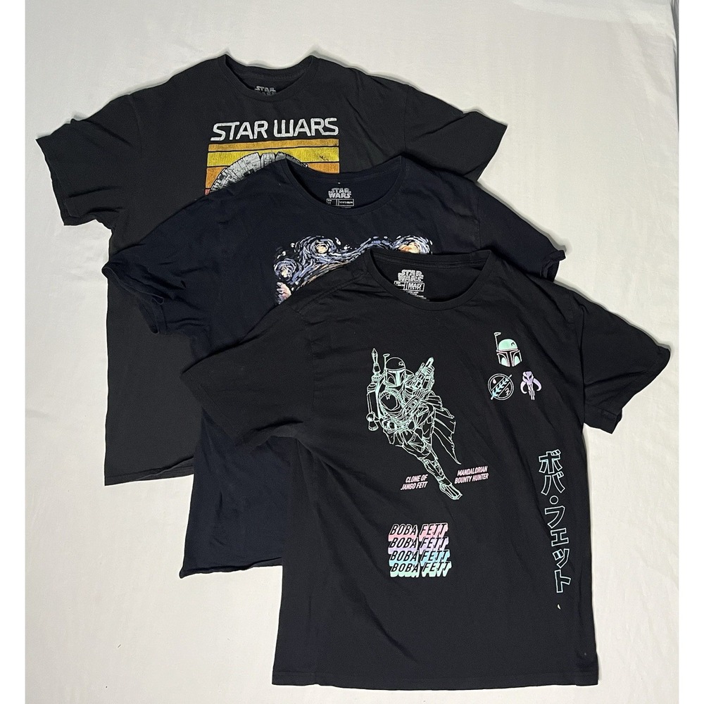 Star Wars Graphic T Shirts Men's Size XL Black Short Sleeve Lot X3 Mandalorian